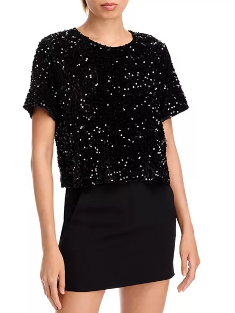 Steve Madden Cressa Sequined Velvet Top in Black, Size XS, NWT